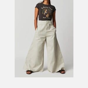 Free People Sandrine Rose Women's Cream Wide-Leg Pants